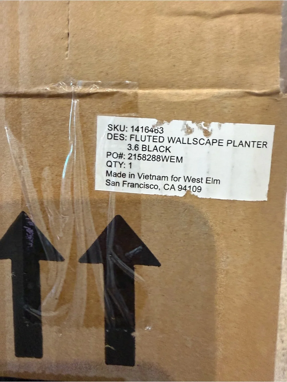 NWT West Elm Fluted Wall Planter Modern Ribbed Matte Black Ceramic Planter